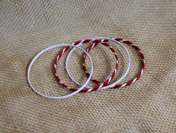 Bangle Bracelets - Multiple Red and White Bangle … - image 3