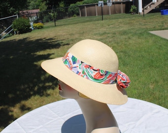 Vintage Mid Century Beige Sun Hat