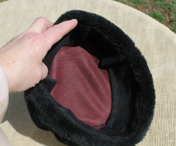 Dark Brown Pill Box Faux Fur Hat - Union Made in … - image 8