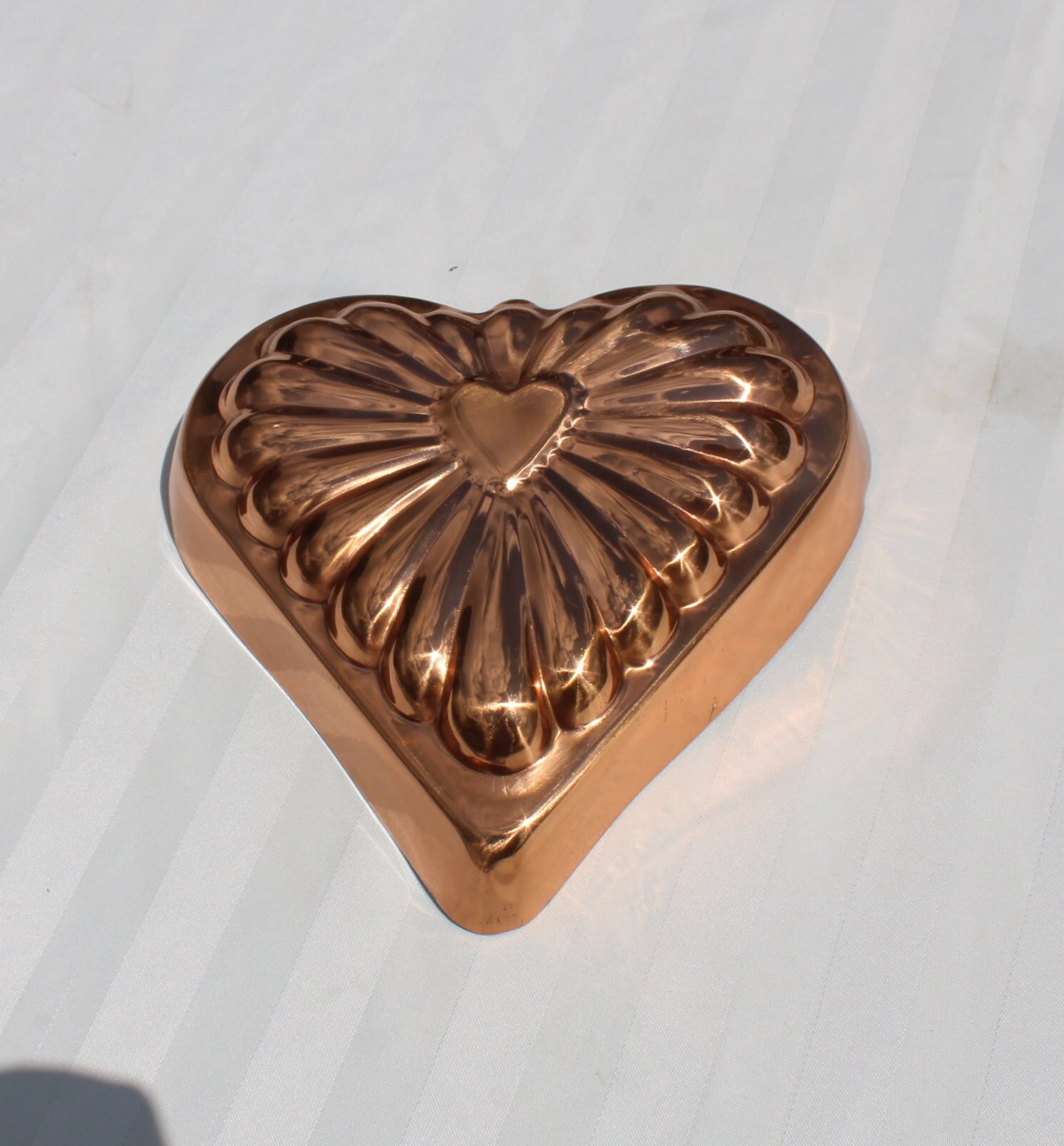 Copper Colored Aluminum HEART Mold 2.75 Cup, Jello, Heart Cake Pan 