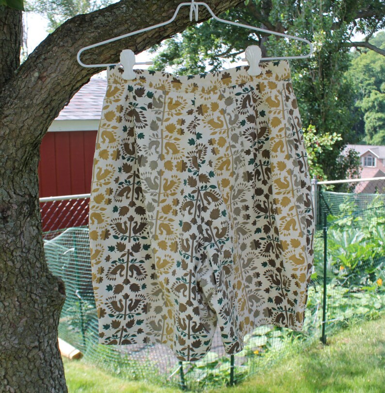 Fully Lined Cotton Shorts in Cream Gold and Brown Tones by Harburt