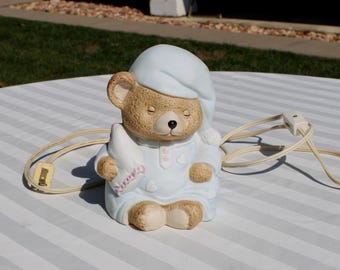 Bear Ready for Bed with Pillow Table Night Light -  Sleeping Bear Baby / Child's Room Night Light - Nursery Lightlight