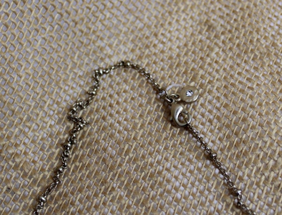 Long Gold Tone Metal Chain Necklace with White an… - image 9