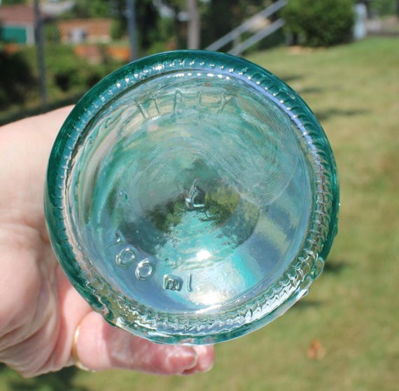 Vetreria Etrusca Bottle - Clear Green Glass Bottle With Embossed