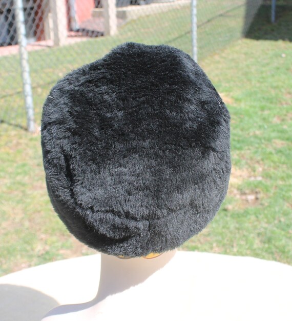 Dark Brown Pill Box Faux Fur Hat - Union Made in … - image 7