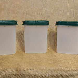 Three Tupperware Oval Modular Mates #1846 with Green Lid - 3 Tupperware Spice Storage Containers