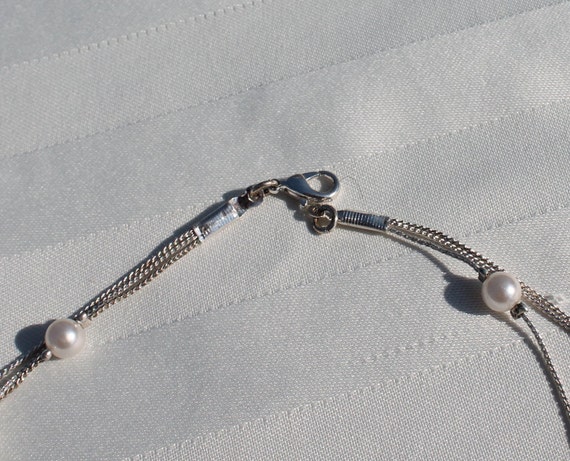 Three Strand Faux Pearl Choker Necklace - Triple … - image 5