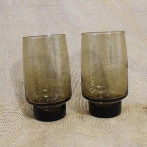 Two Tawny Brown or Smoked Drinking Glasses from Libbey - Barware - 12 Ounce Glass Tumblers