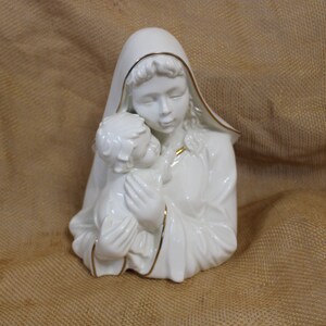 Porcelain Madonna and Child Statue by Mikasa - Home Decor - Religious Figurine