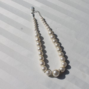 Necklace with Large Pearls and  Rhinestones  Accent Beads
