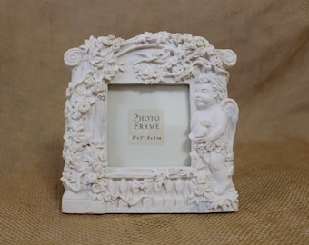 Cherub Angel Photo Frame - Cherub Angel Holding Bird under the Rose Vine 3 x 3  Picture Frame