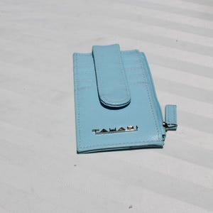 Cartera de tarjeta de crédito delgada azul claro - Cartera ultra delgada / Estuche para tarjeta de crédito