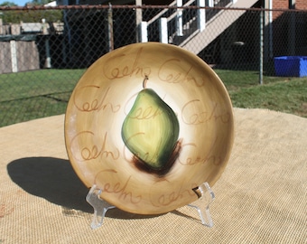 Decorative / Cheese Ceramic Plate by Tabletops Unlimited - Fruition - Hand Painted Fruit Plate