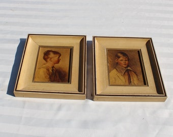 Pair of Charming Lithographs of Children's Portraits - "Charlotte" by Sydney Bell & "Peter" by Arthur Garratt  2 Framed Children's Portraits