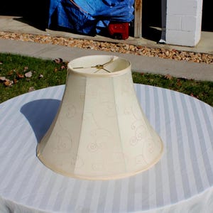Classic Bell Lamp Shade in Ivory or Cream with Embroidered Scroll - Fully Lined Ivory / Off White / Cream Fabric Lamp Shade