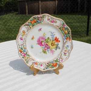 Carl Thieme Dresden Floral Reticulated Plate -  Floral Pierced Porcelain  Plate from Germany  - Dinner Plate with Flowers & Cut-outs