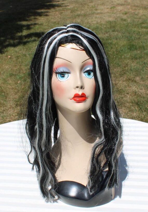 black & white hair dressing With Streaks Costume / Wig - Halloween - Dress Up air dry Imported Heat mkd_date_30.12.25 Size:US24W SILK BACKLESS MINI DRESS Beauty salon