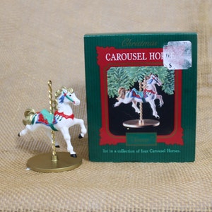 Hallmark 1989 Carousel Horse - Snow Keepsake Ornament  - 1st in Carousel Horse Series Christmas Tree Ornament