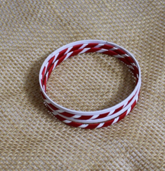 Bangle Bracelets - Multiple Red and White Bangle … - image 9