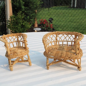 Wicker Doll Loveseat and Chair Furniture