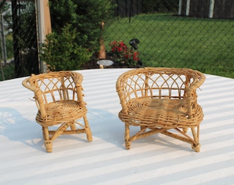 Wicker Doll Loveseat and Chair Furniture
