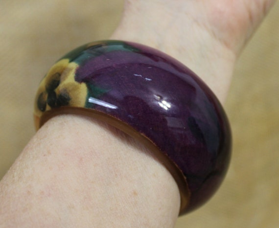 Multicolored Lucite Bangle Bracelet Handmade - Pu… - image 8