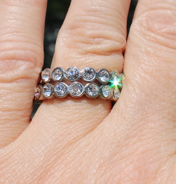 Two Stacking Eternity Rings with Rhinestones in a… - image 3