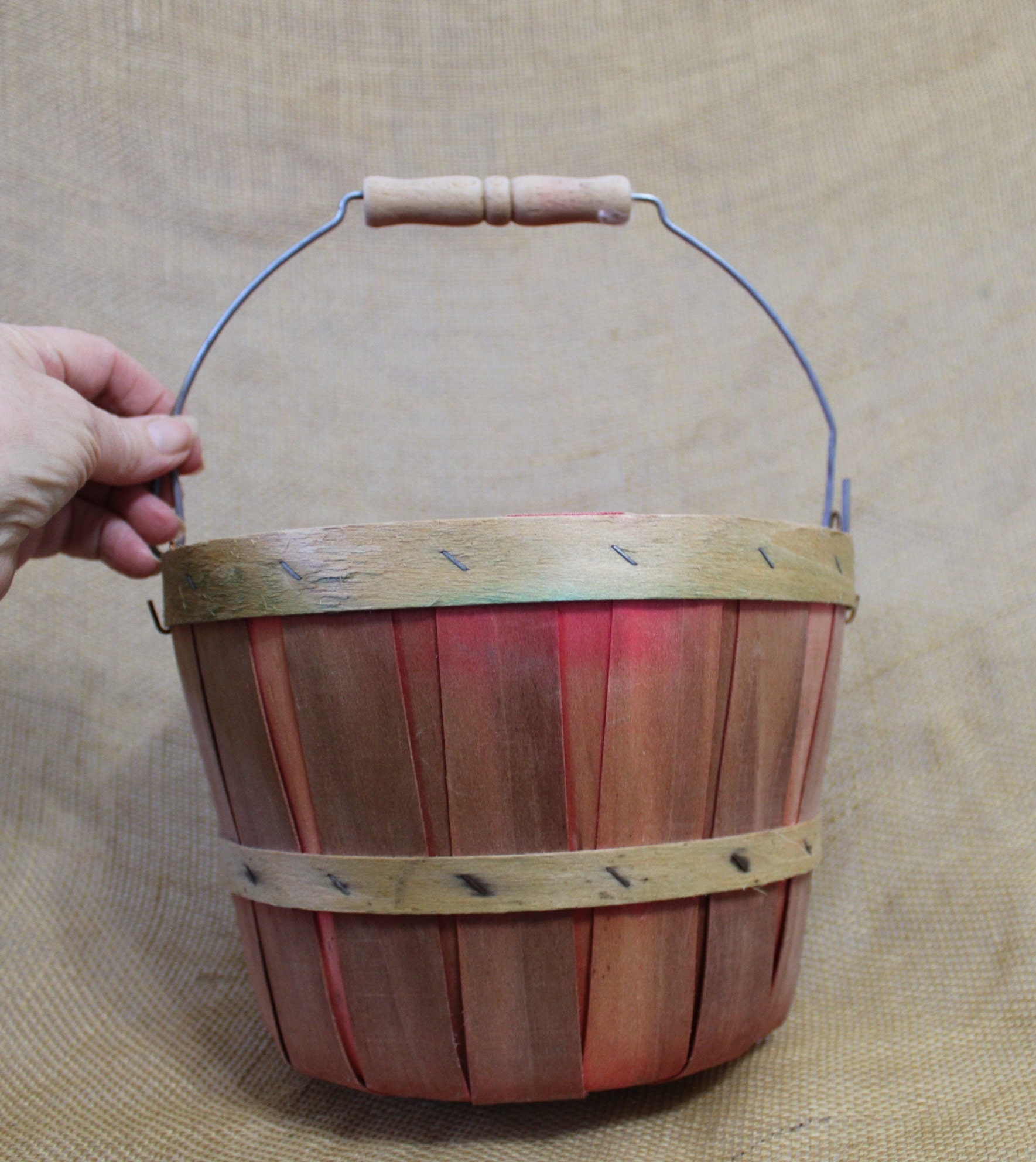 Bushel Basket with Handles, Wooden