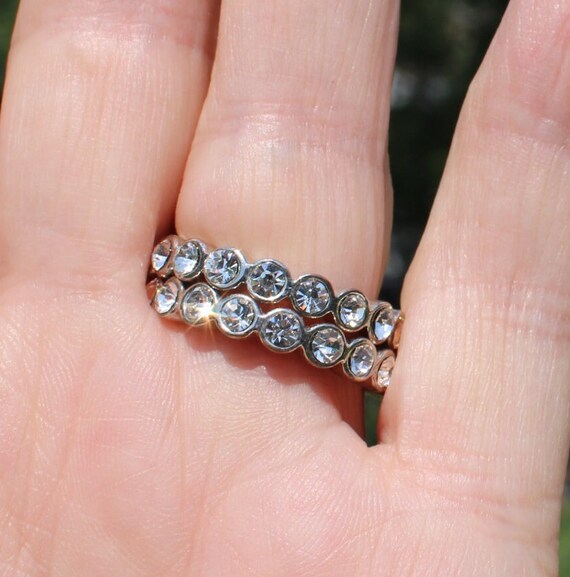 Two Stacking Eternity Rings with Rhinestones in a… - image 4