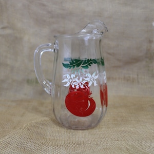 Clear Glass Beverage Pitcher  Painted Tomatoes - Tomato / Juice / Water /  Pitcher - Holds 20 Ounces