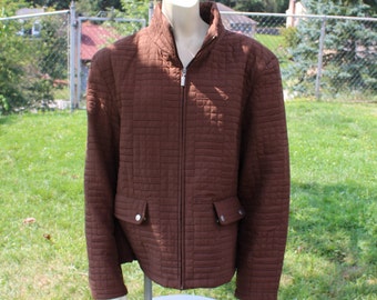 Brown Quilted Zippered Fully Lined Jacket from Jane Ashley - Size L  - Fall Jacket  - Lightweight Jacket