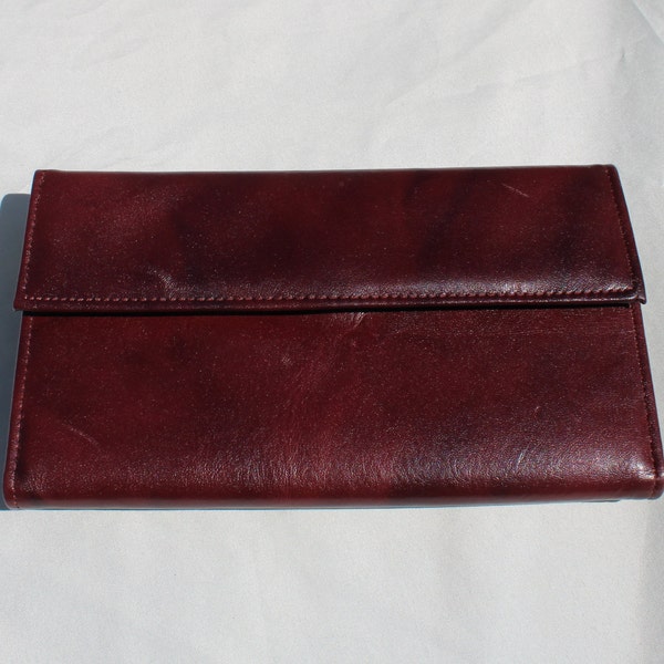 Burgundy Leather Trifold Envelope Style Wallet - Oxblood Leather Wallet