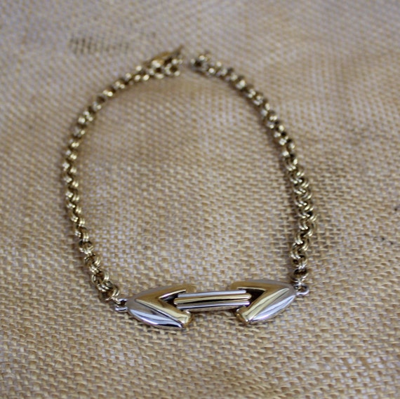 Gold and Silver Tone Metal Choker Necklace by Mon… - image 8