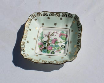 Grosvenor Bone China England Indian Tree Design Mint Trinket Dish