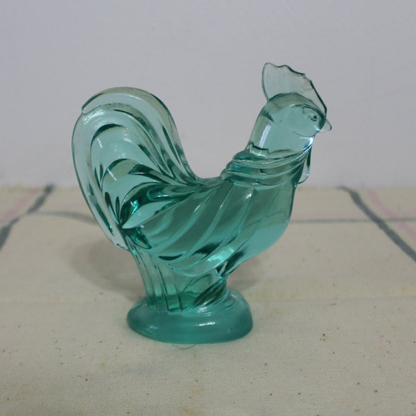 Fenton Blue Green Glass Rooster
