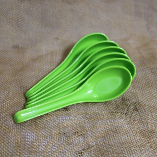 Juego de seis cucharas de arroz de melamina: 6 cucharas de sopa orientales