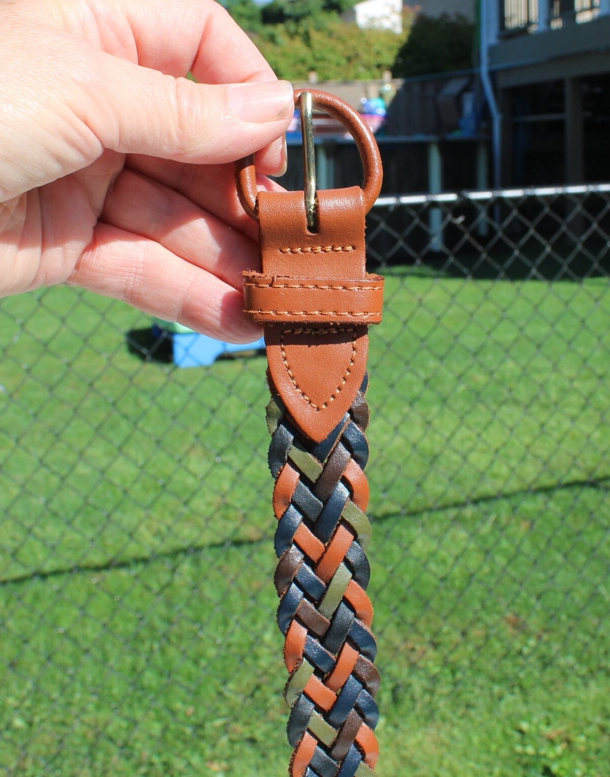 Woven Loop Leather Belt in Greens and Browns From Argentina  display picture 1