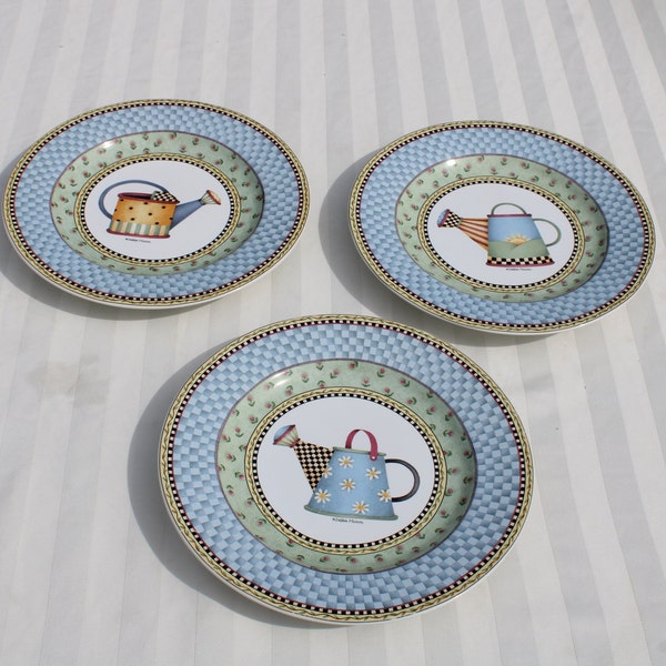 Three Debbie Mumm Watering Can Plates from Sakura