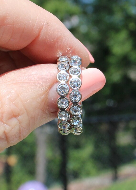 Two Stacking Eternity Rings with Rhinestones in a… - image 5