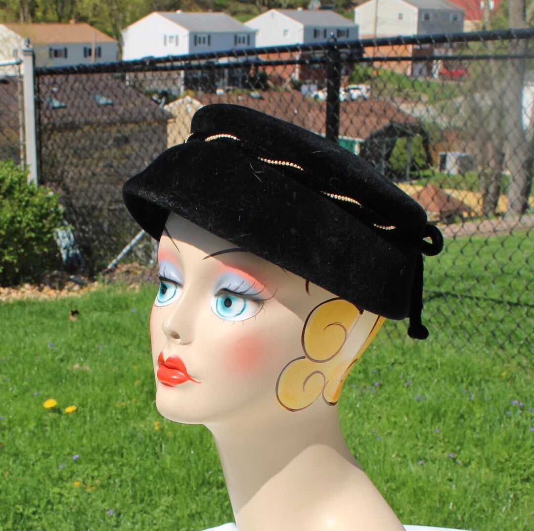Black With Gold Accent Ladies Hat by Merrimac Velour Regale Black With Gold Accent Ladies Hat by Merrimac Velour Regale