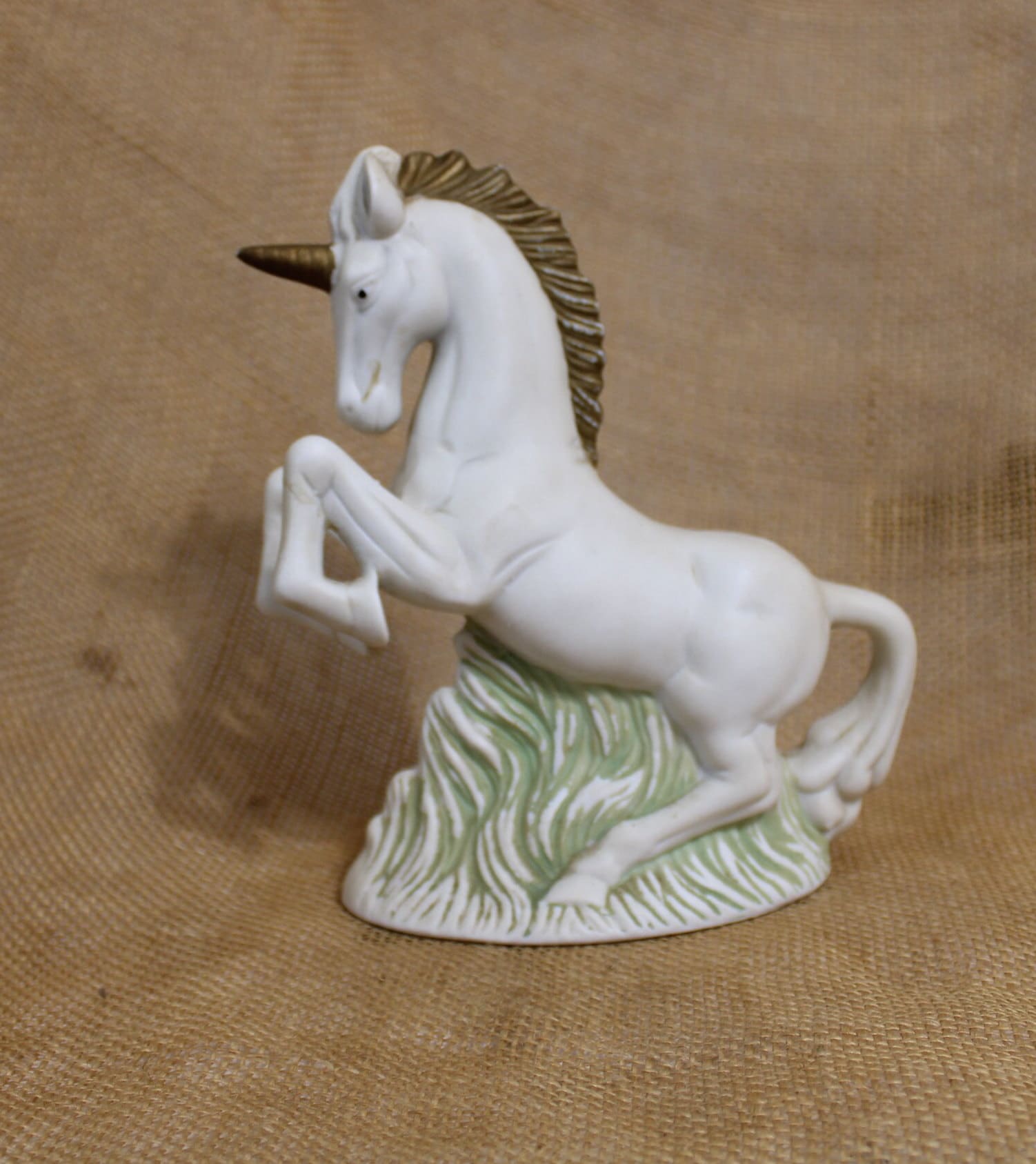 Matte White Ceramic Unicorn Figurine With Gold Horn and Mane - Etsy