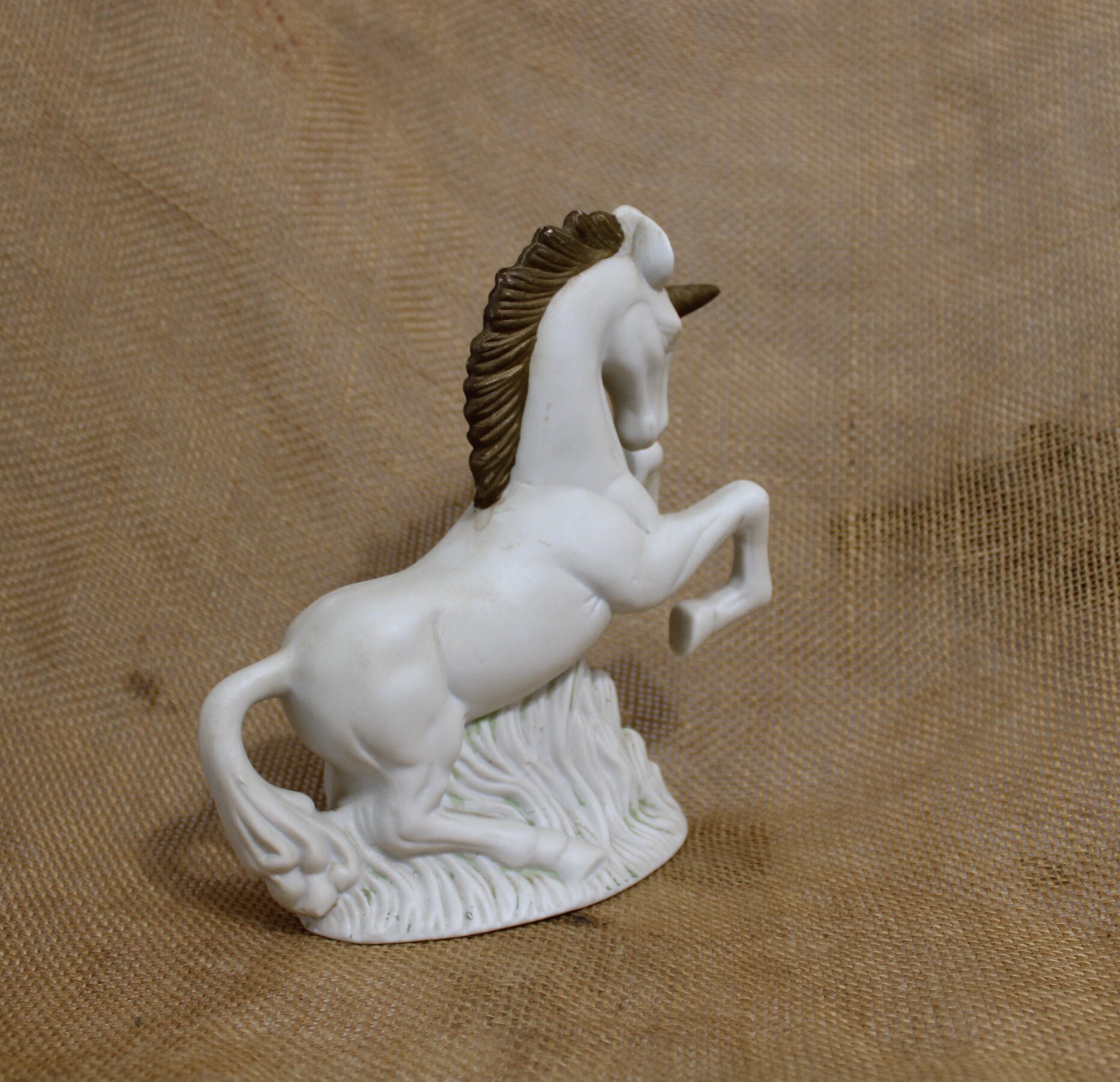 Matte White Ceramic Unicorn Figurine With Gold Horn and Mane - Etsy