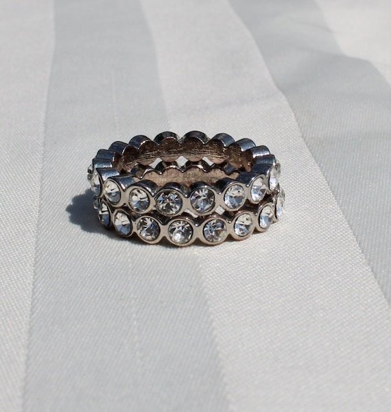 Two Stacking Eternity Rings with Rhinestones in a… - image 1