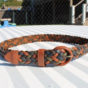 Woven Loop Leather Belt in Greens and Browns from Argentina