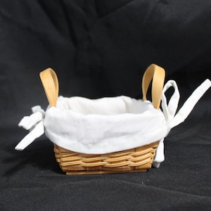 Small Split Woven Slat and Wicker Basket with Side Handles and Removable Liner - Mini Basket
