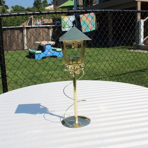 Gold Tone Metal Lantern Tea Light or Votive Candle Holder  -  Table Top / Standing Lantern Candleholder