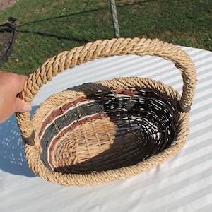 Red, White and Blue Wicker Basket with Handle - Market / Shopping Basket - Mail Basket - Trinket Basket - Storage Basket image 5