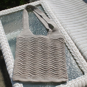 Bolso de mano o cartera de crochet color canela - Bolso de mano grande de crochet con forma de saco cuadrado