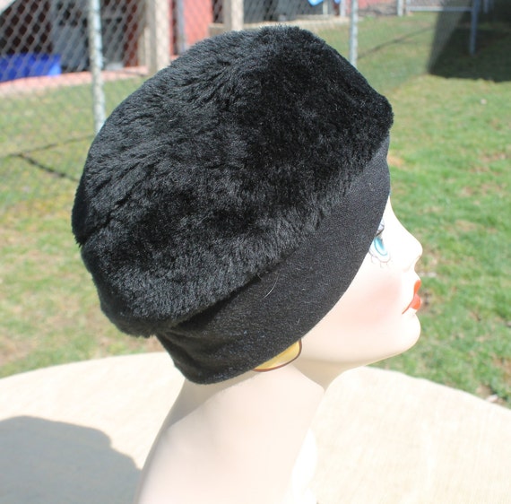 Dark Brown Pill Box Faux Fur Hat - Union Made in … - image 6