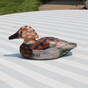 Hand Carved and Hand Painted Wooden Figurine Duck by Albert E. Price - Miniature  Collectible Decoy Duck Figurine